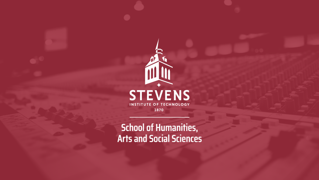 Graphic that shows the logo for the humanities arts and social sciences place above a soundboard