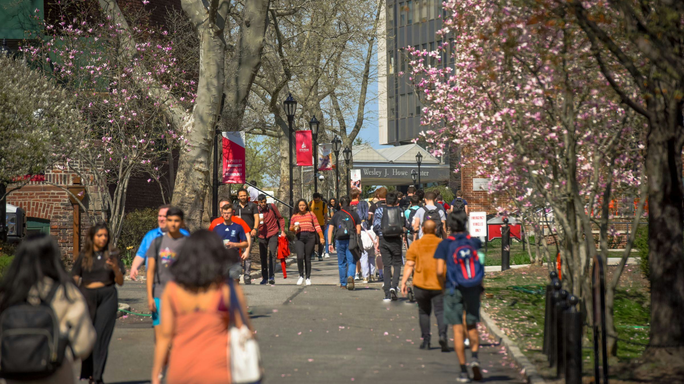 Students walking on campus