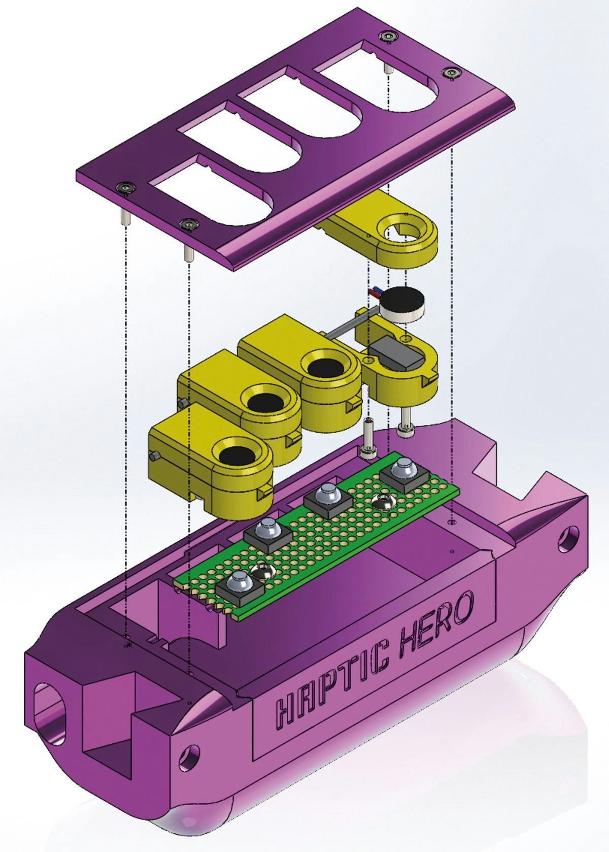 A graphic offers an inside view of a key component of the Haptic Hero game.