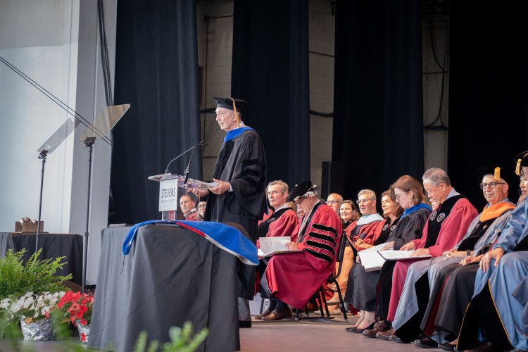 Speaker Michael Kakos provides remarks during graduate ceremony 