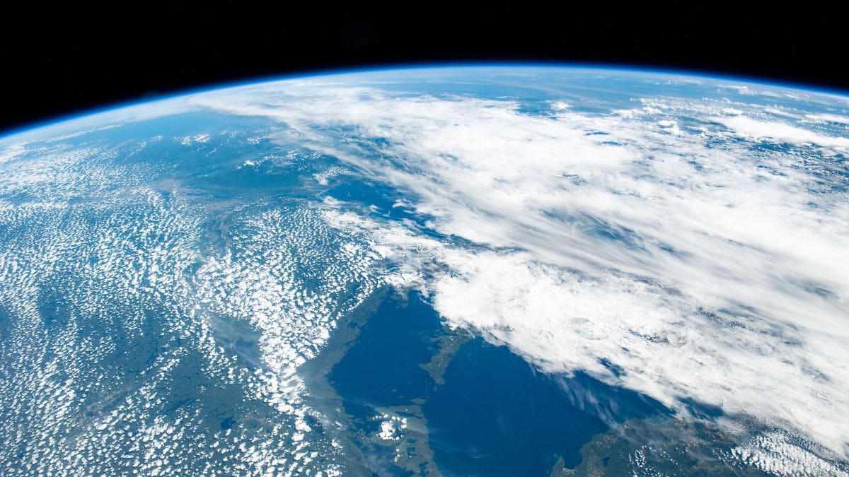 View from space of Earth covered in clouds.